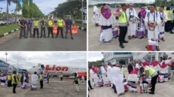 Polsek KP3 Bandara, Lakukan Pengamanan Keberangkatan Calon Jamaah Haji Gorontalo Kloter 30 Provinsi Gorontalo di Bandara Djalaluddin.